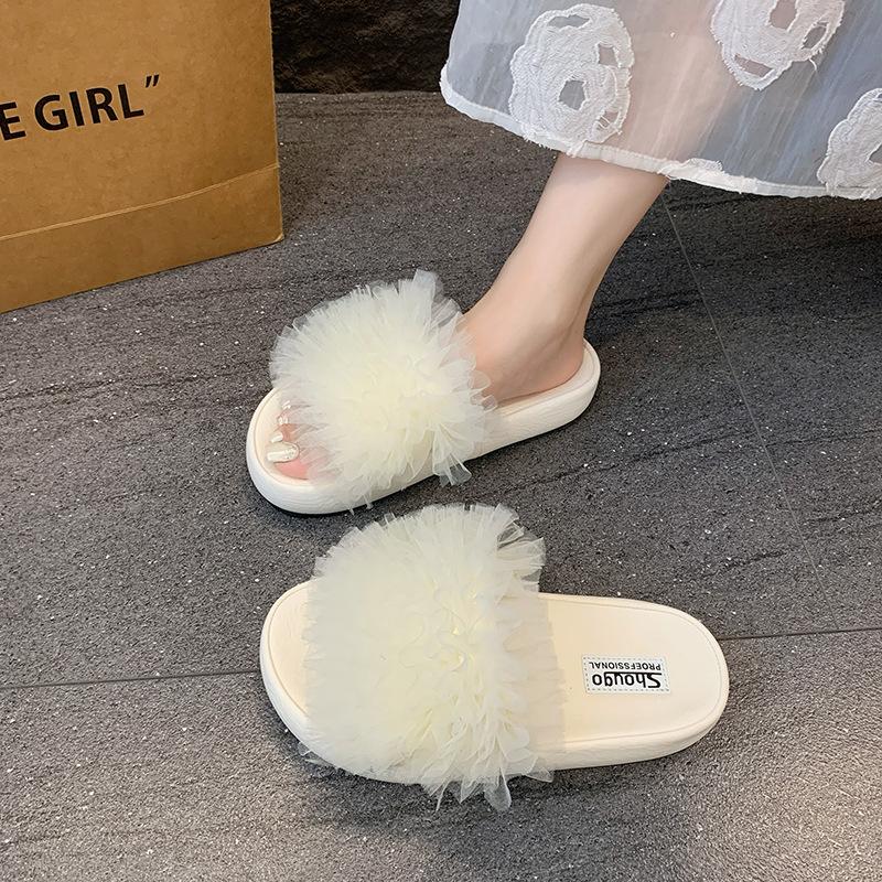 Mesh svalkande bricka älva 2025 sommar ny strass tjock sula liten doftande stil mode tid med internetkändis en ord sandaler