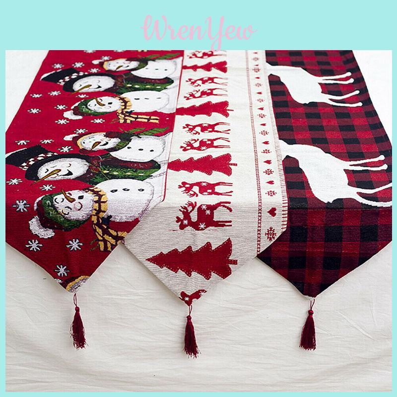 Luxurious Embroidered Christmas Table Decor Runner In Classic Red And White