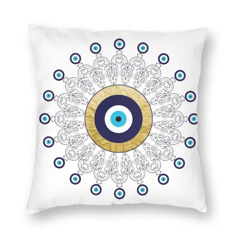 Turkish Evil Eye Cushion CoverPrint Mediterranean Amulet Throw Pillow for Sofa  Case Home Decor Decorative