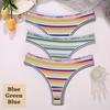 3 STK/sett Fargerike stripete bomull Dametruser Sexy G-String Undertøy Dame Pustende Thong Intimates Undertøy T-Back Truser