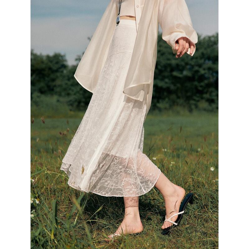 ELLE French Elegant Lace Design A-Line Skirt