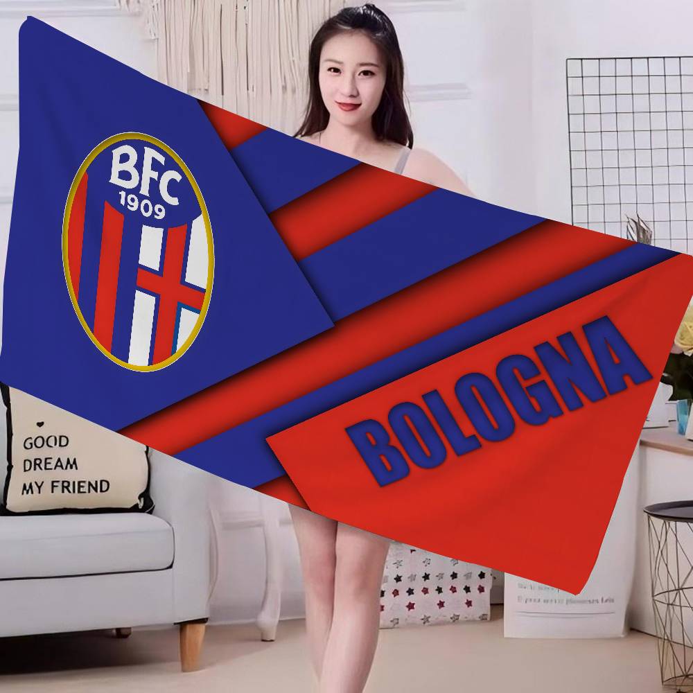 Bologna Football Club 1909 Microfibra Stampata Asciugamano da Spiaggia Alpinismo Yoga Spiaggia Nuoto Corsa Assorbente Morbido Asciugamano