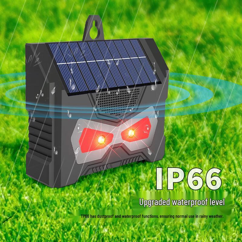 Solar-Powered Ultrasonic Animal Repeller with LED Strobe