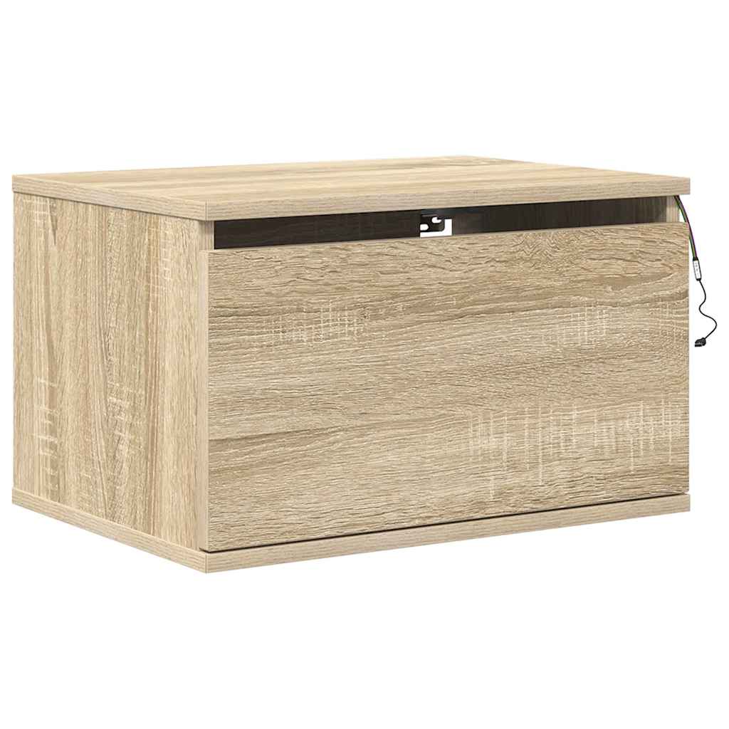 Vidaxl Hanging Nightstands With LED, 2 Pcs, Sonoma Oak