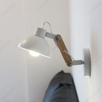 LED Minimalist E27 Wall Lamp with Wooden Telescopic Adjustment for Bedroom Living Room Study Dining Room Decoration Lighting