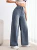 American Retro High-Waist Drawstring Wide-Leg Jeans for Women