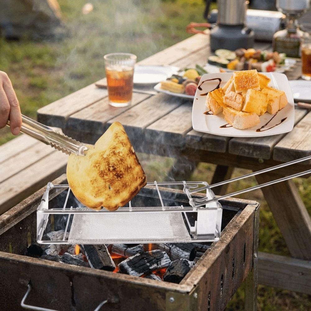 Stainless Steel Bread Toaster Folding Sausage Grilling Rack Barbecue Grill  Outdoor Camping
