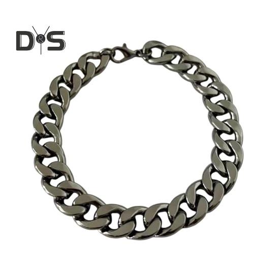 

Браслет унисекс из титановой стали с ажурной цепочкой, однотонный, прочная конструкция, блестящий, панк, хип-хоп, полированный, подарок на день рождения, ювелирные изделия чёрный