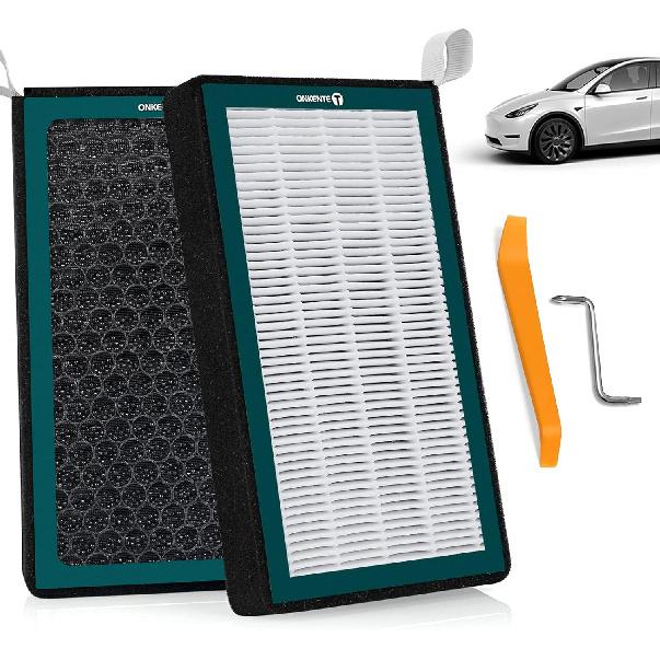 2PCS Air Intake Grille Cover + Air Intake HEPA Filter Compatible with Tesla Model 3 2023 2022 2021 Air Inlet Vent Covers A/C Internal Filter Vehicle