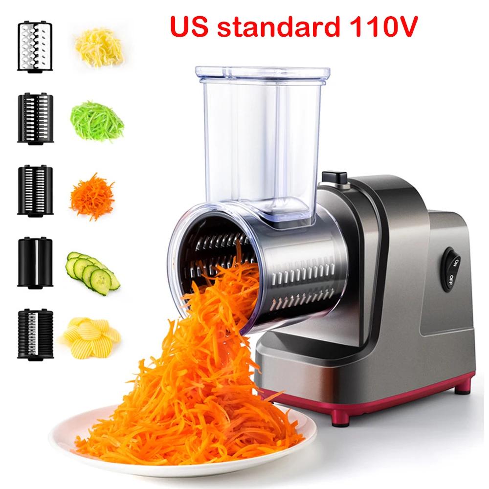 250W 5 in 1 Electric Vegetable Slicer Shredder Automatic Salad Shooter Machine Cheese Grater Carrot Cabbage Cutter JT253