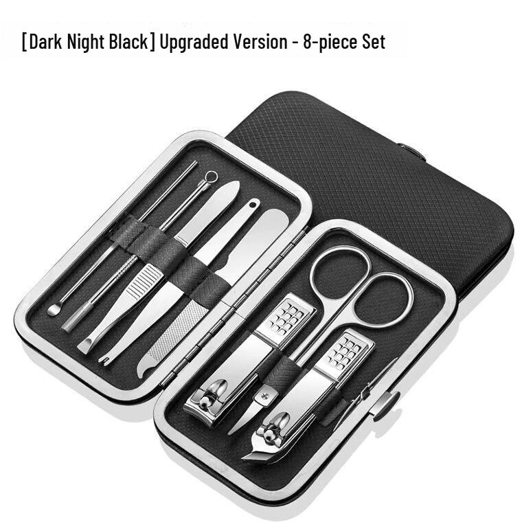 Edelstahl Nagelknipser Set: Tragbare Mani-Pedi-Werkzeuge mit Ohrenlöffel, Pediküremesser, Schrägknipser und Nagelhautschere.