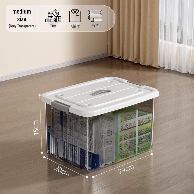 Large Transparent Plastic Storage Box for Clothes, Snacks, Books, and Toys