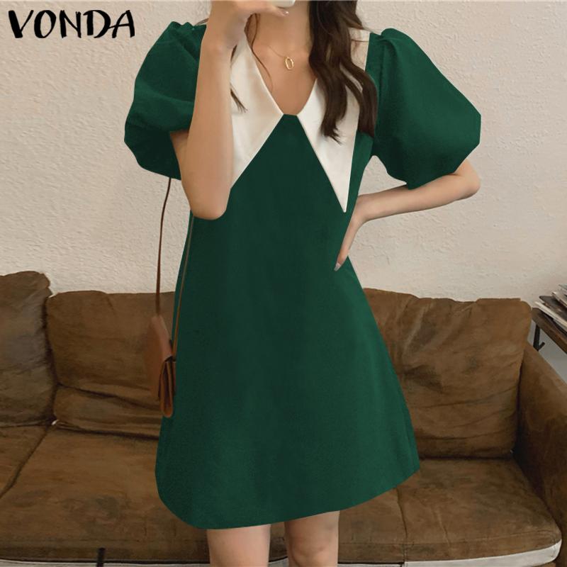 

Летнее женское короткое платье с пышными рукавами VONDA