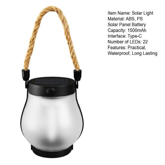 Flickering Flame Solar Lantern Two Lighting Modes Dual Charging Outdoor Waterproof Hanging Lantern LED Solar Lamp