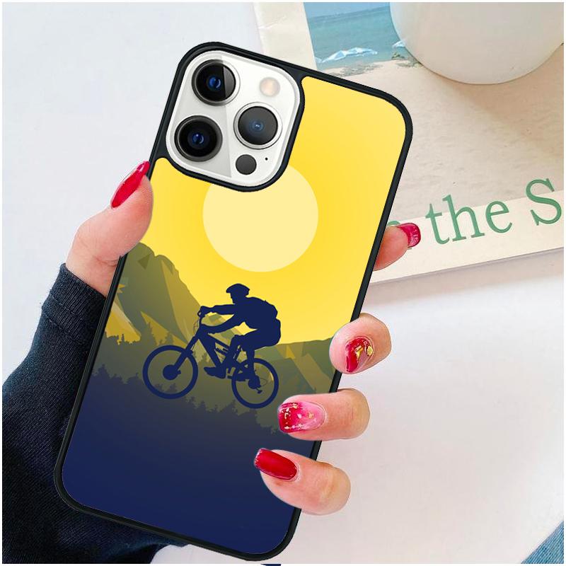 Mountain Bikes Cycling Phone Case For iPhone 17 Air 16 pro max 15 14 plus 12 13 Soft Bumper Shell Cover coque