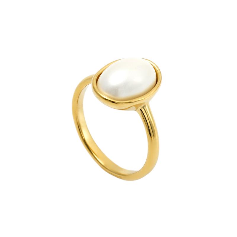 European Retro Pearl Beaded Gold Ring - Elegant Women's Thin Band