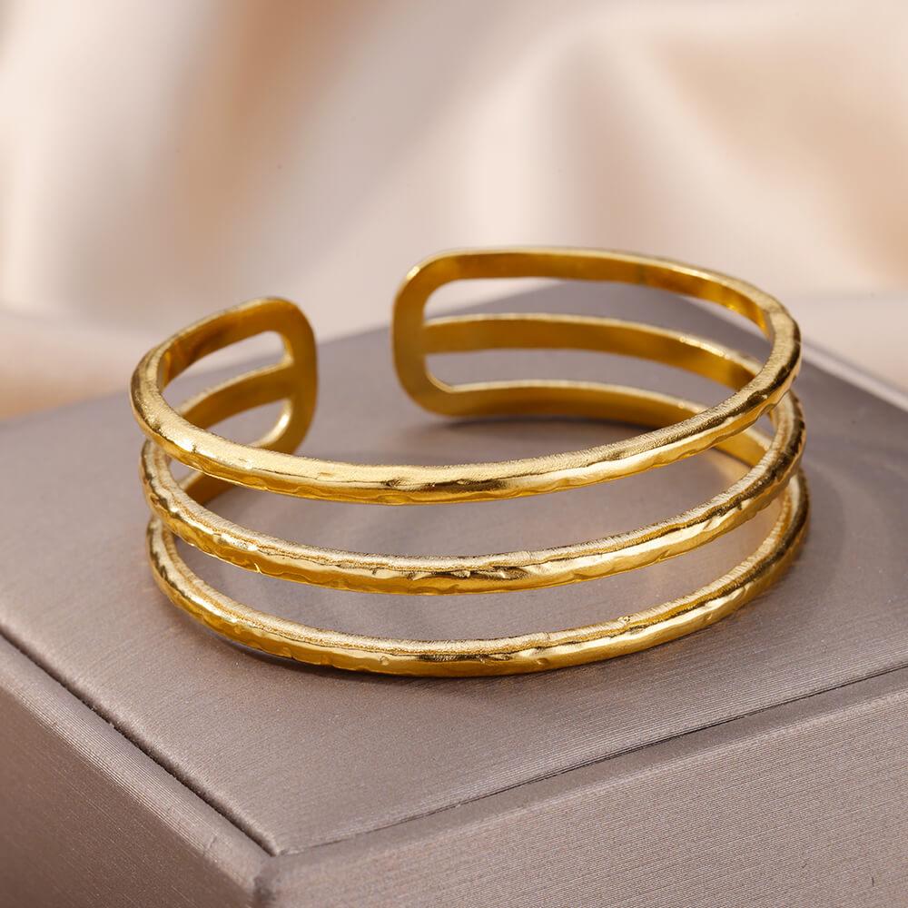 316L Stainless Steel Bangles For Women Vintage Punk Open Wide Bangle Bracelets Exquisite Wedding Jewelry Gift