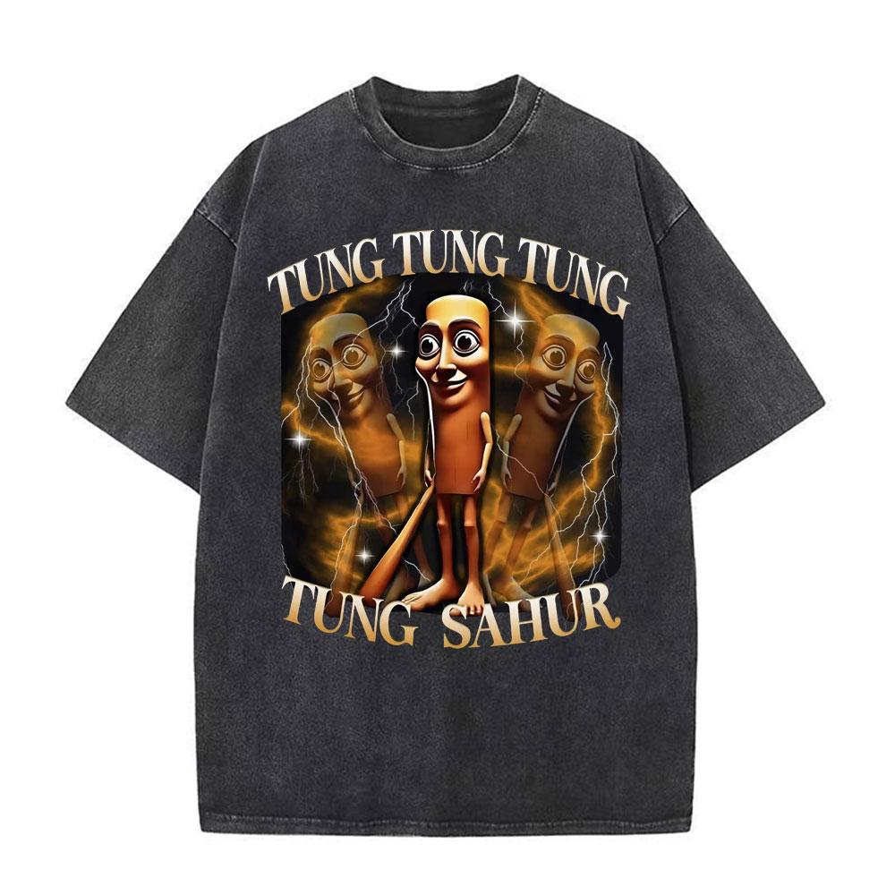T-shirts Meme Chat Drôle de Survivant de la Circoncision pour Mode Unisexe Hip Hop Vintage T-shirt Vintage Lavé Pur Coton T-shirts Unisexes