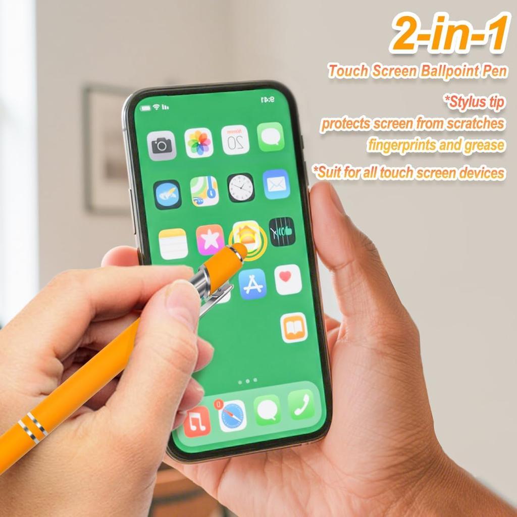 ELANE 8 Pcs Personalized Ball Point Pens with Stylus Tips Ballpoint Smooth Writing Pens,1.0 Mm 2-in-1 Stylus Pens for Touch Screens Pirational Gifts