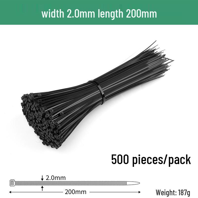 Black Self-Locking Nylon Cable Tie with Strong Anti-Theft Buckle