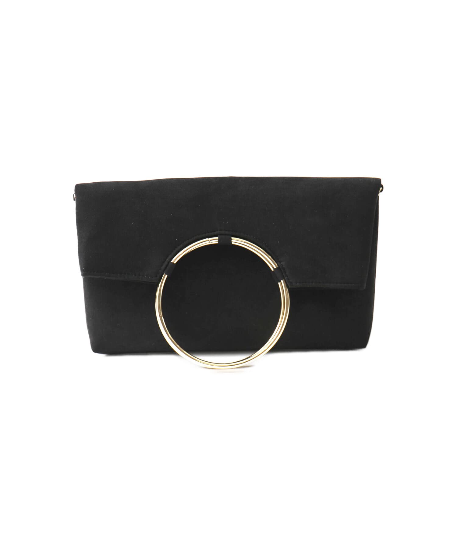

Party Clutch Party Bag Circle Ring Suede Suede Mini Bag 2way 3way Large asa28949 [niana] чорний