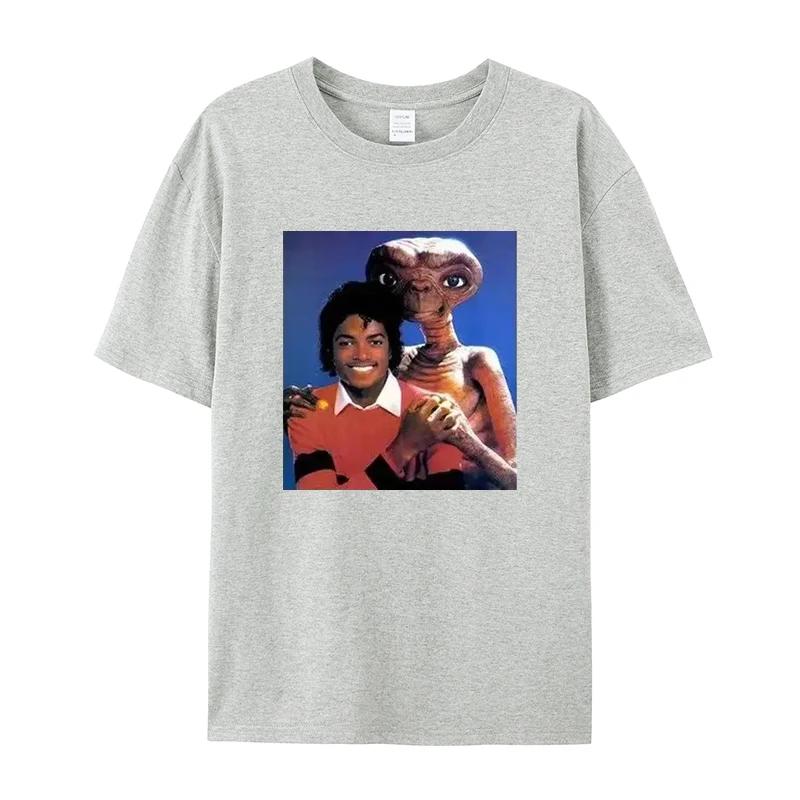 2025 Sommer Mode Kurzarm, Michael Jackson und E.t.T Rundhals Lockeres T-Shirt für Männer und Frauen