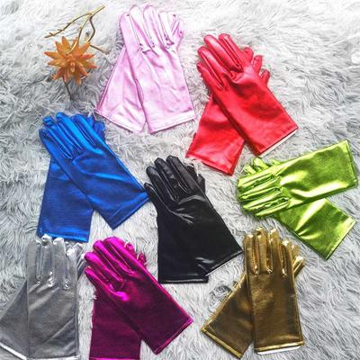 Spandex Gloves Thin Gold Fluorescent Stage Gloves Adult Performance Silver Elastic Dance Performance Patent Leather