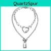 Stylish Multi-layer Silver Heart Lock Necklace For Women Perfect For Fashion Lovers And Gifts