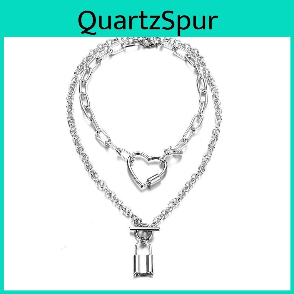 Stylish Multi-layer Silver Heart Lock Necklace For Women Perfect For Fashion Lovers And Gifts