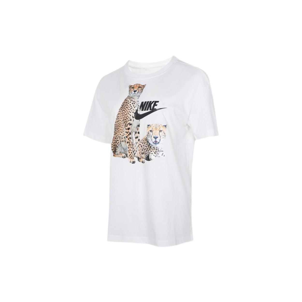 (WMNS) Nike animal Logo Cartoon Printing Sports Short Sleeve White Women s DD1486-100 XL