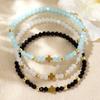 1pc Women's Fashion Bracelet Bohemian Multi Crystal Cross Beaded Elastic Rope Bracelet for Daily Gift Giving