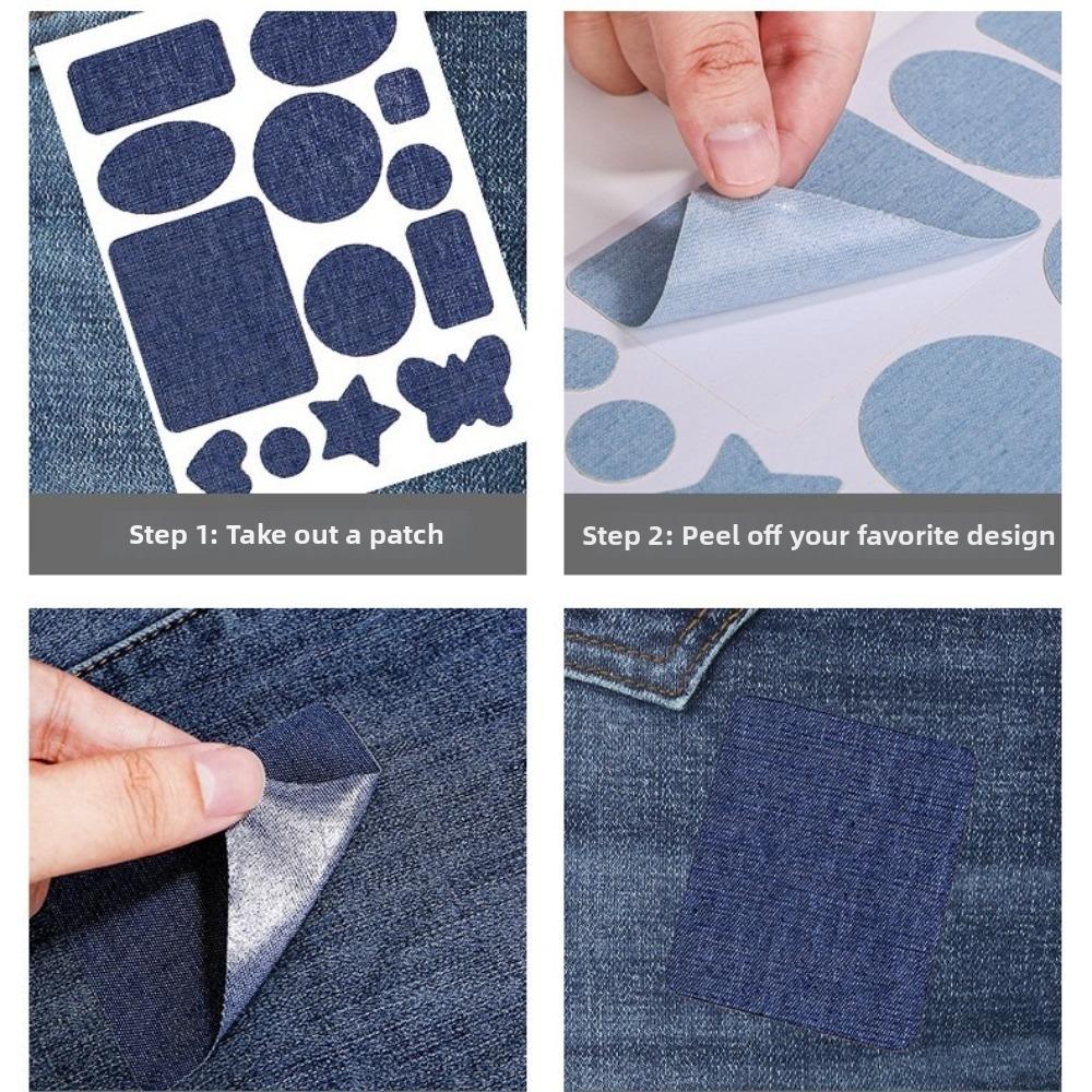 Blue Denim Iron-On Patches Reinforcement Apparel Sewing Denim Patches Repair Hot Melt Adhesive DIY Clothing Patch