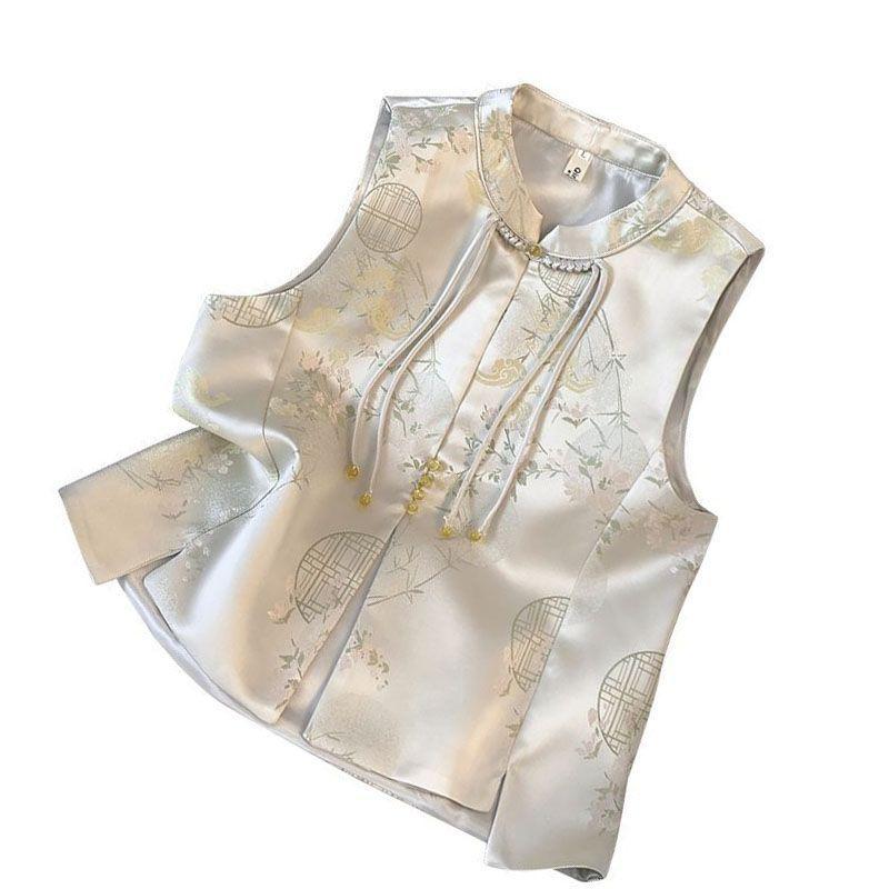 New fashion vest retro small Guochao top vest middle-aged women's vest
