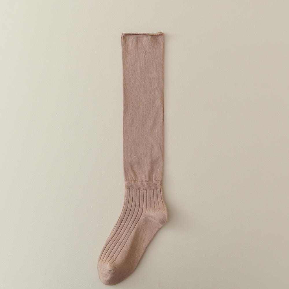 

Дышащие махровые носки, тонкие хлопковые носки до колена для весны и лета, носки до середины икры, длинные женские носки, однотонные высокие носки, женские носки 1 pair хаки