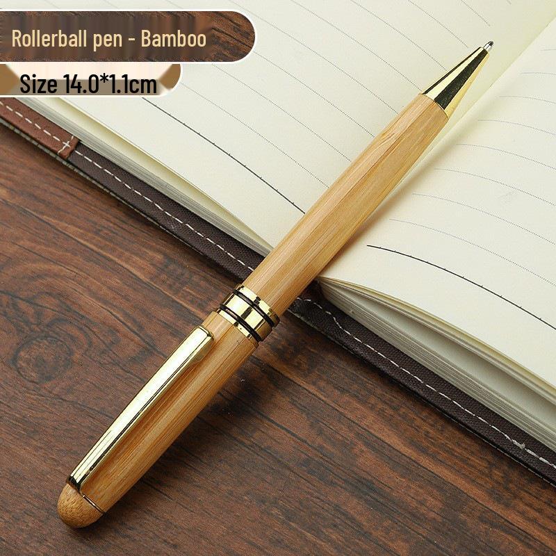Wooden Metal Ballpoint & Bamboo Fountain Pen - Retro Colorblock, High-End Refill, Ideal for Business or Student Gifts