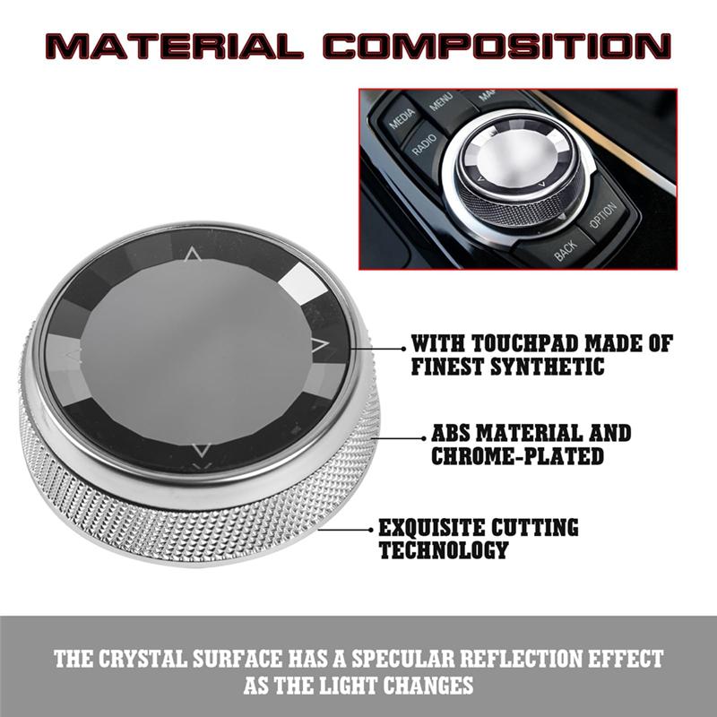 Console Multimedia Knob Switch Button Cover Trim For BMW 1 2 3 4 5 7 X1 X3 X4 X5 X6 7-Button Idrive (Crystal)