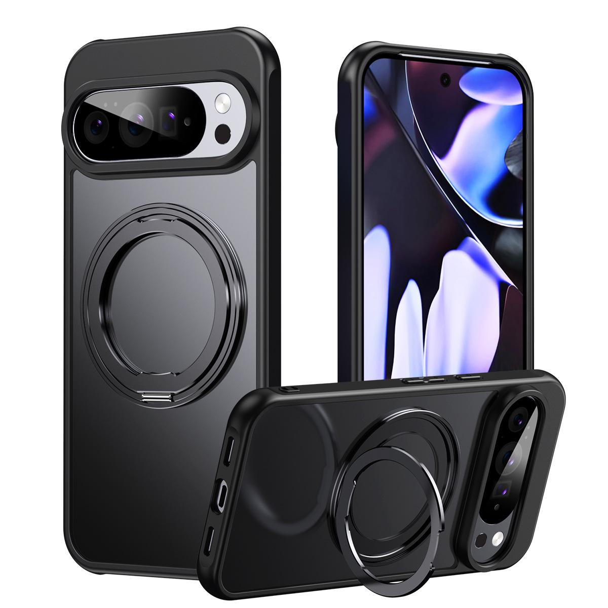 

Shockproof Phone Case For Google Pixel 9 9A 10 Pro XL With 360° Rotating Magnetic Kickstand Anti-drop Protective Cover Pc + tpu&Google Pixel 10 Pro XL чорний