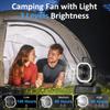 Portable Fan Rechargeable, 20000mAh Cordless Battery Powered Camping Fan with LED Light & Remote, 4 Speeds Wind, Timer, USB C