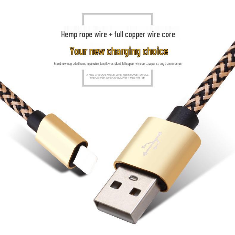 Hemp Rope Nylon Braided Fast Charging Cable for Apple, Android, Huawei, and Type-C Devices