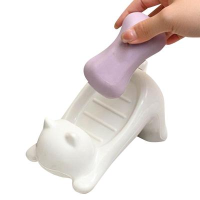 Cat Shape Soap Box Cartoon Soap Dish Drainable Storage Holder Soap Container Storage Dish Household Bathroom Accessories