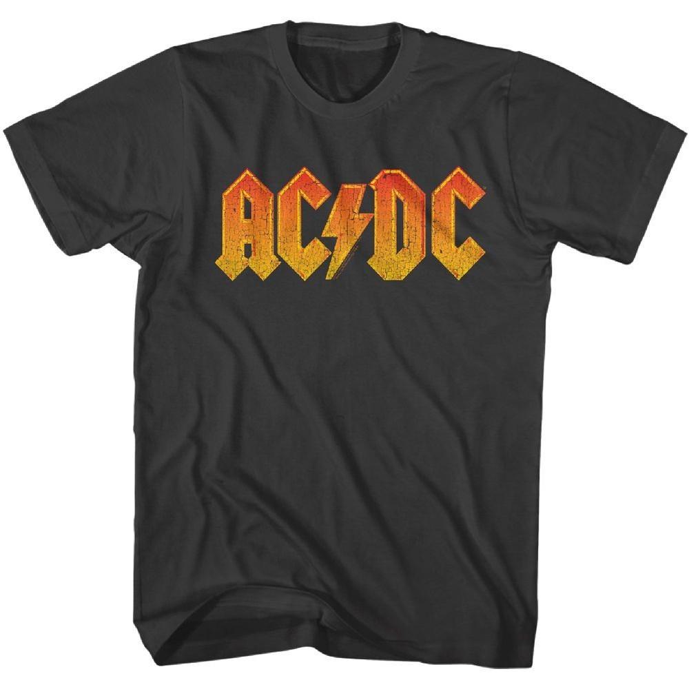 

AC/DC Logo Distress Orange Smoke Rock and Roll Music Band T-Shirt S