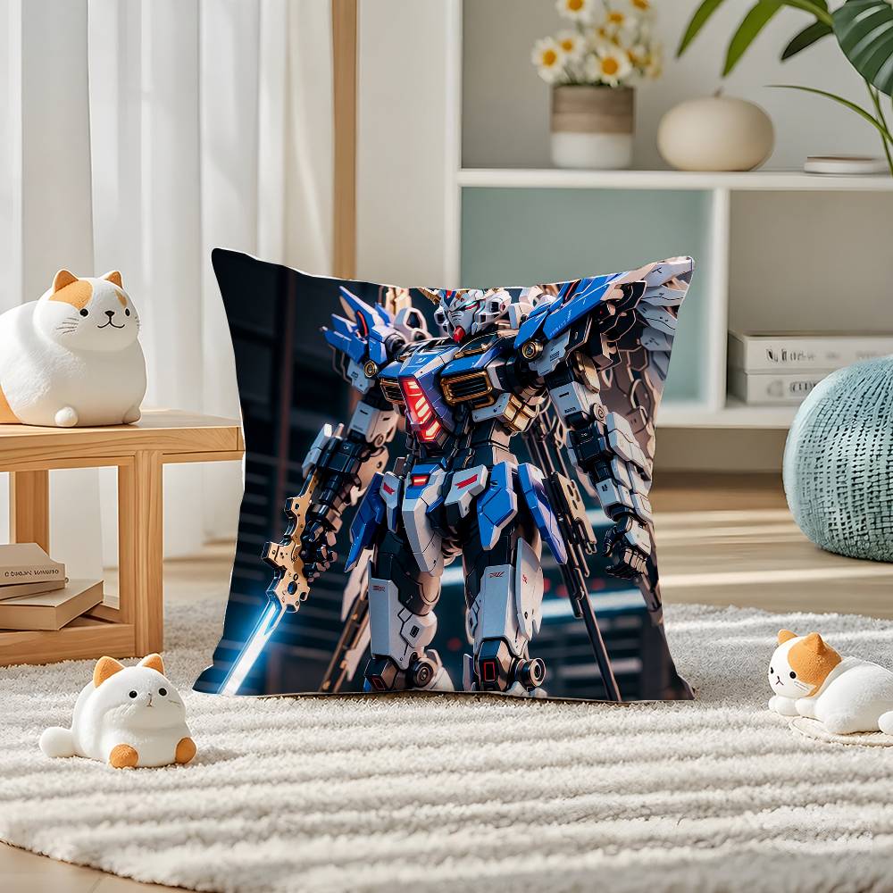 Mobile Suit Gundam Heavyarms Gundam Anime Plush Pillow Cover Soft Short Plush Cushion Cover For Sofa Bedroom Home Decor Gift