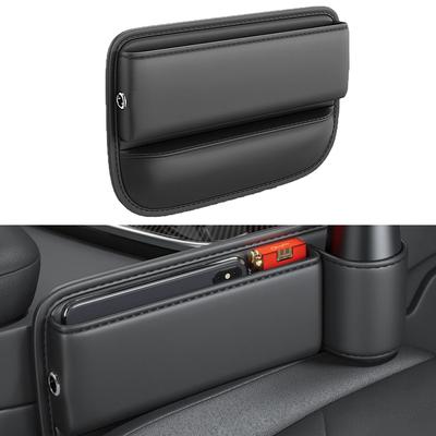 Organizator Multifuncțional pentru Spațiul dintre Scaunele Auto, Cutie de Depozitare, Buzunar, Portofel, Chei, Carduri, Suport pentru Pahar/Telefon, Cutie de Depozitare pentru Suport de Pahar Auto