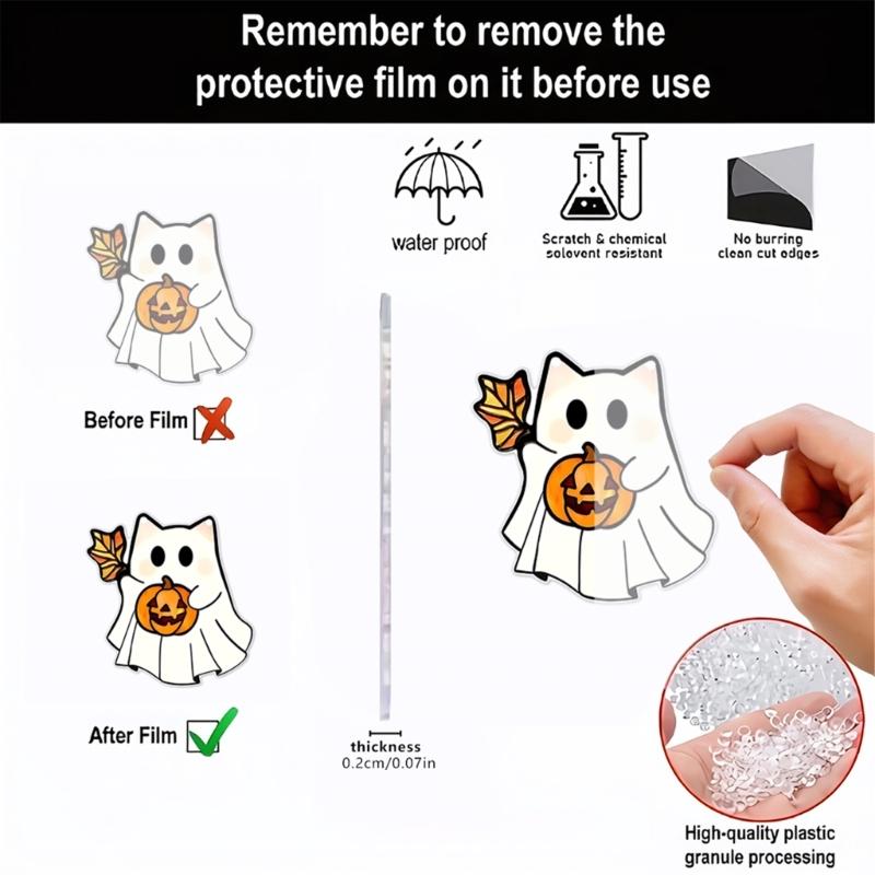 Cartoon Halloween Ghostly 2D Flat Acrylic Wall Decors Light Hanging Craft Ornament For Home Office School Decoration