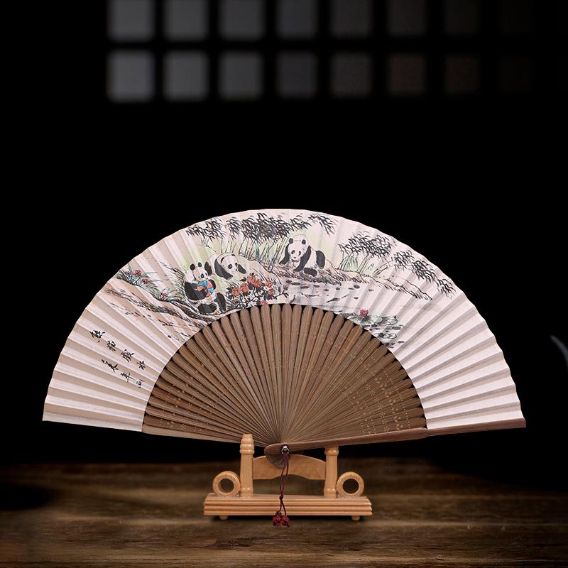 Xunjinji Lady Silk Face Flower Folding Fan Gift Chinese Characteristic Classical Bamboo Products Craft Fan