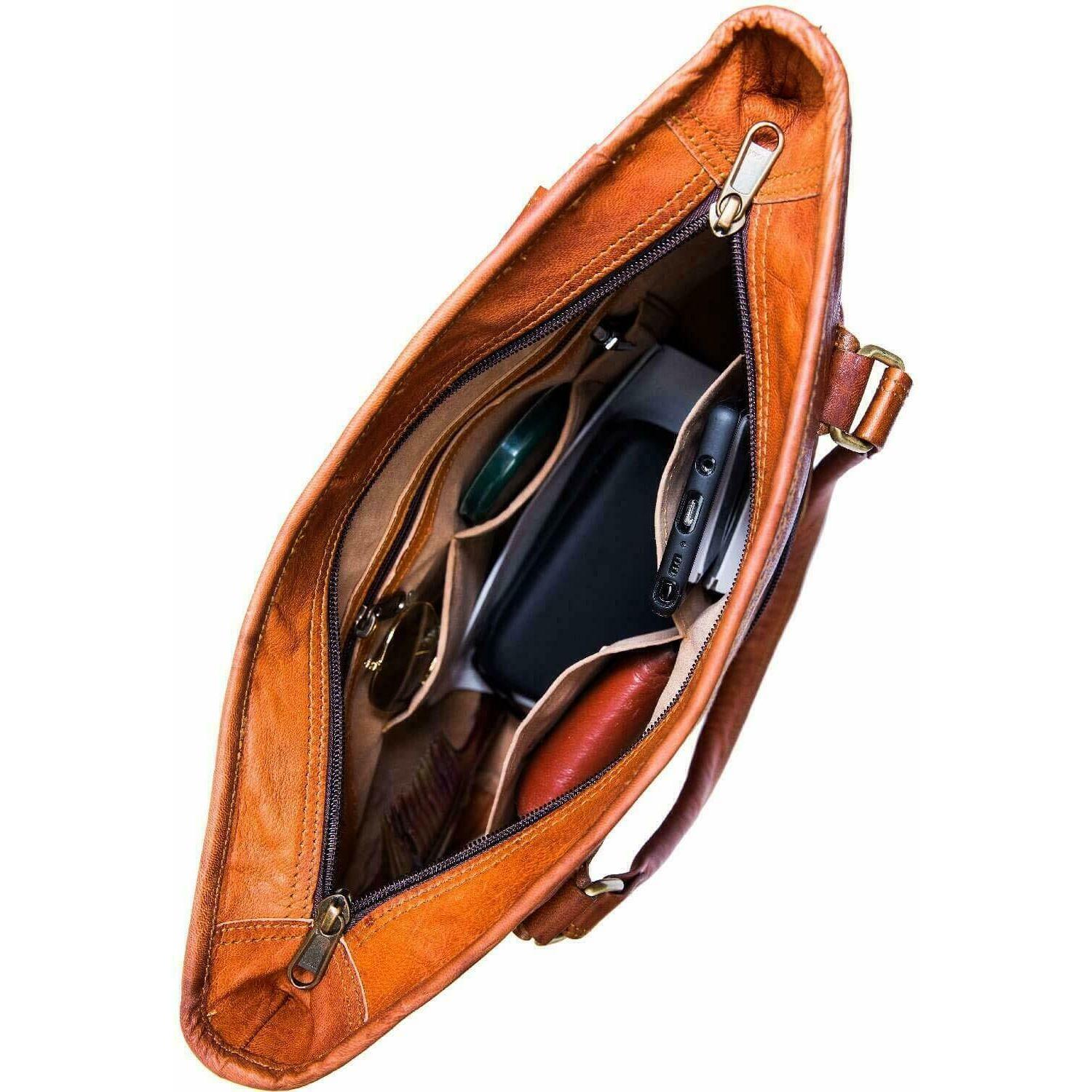 Женская натуральная винтажная коричневая сумка через плечо из козьей кожи женская — фото 3