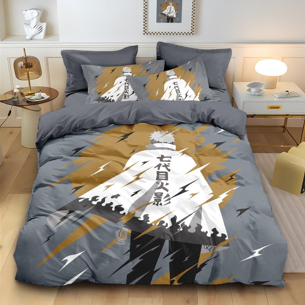 Carton Soft Duvet Cover Pilowcase Anime Uzumaki Narutos Beding Set Ten Young Boys for Bedrom Decor King Quen Ful Sized Dimensions Young Girls