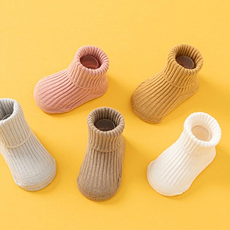 2pcs Anti Skid Toddler Socks Soft Crew Length Socks Middle Tube Design For Secure Movement On Hardwood Floors