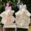 Cartoon Bow Plush Rabbit Keychain Stuffed Drooping Ear Rabbit Pendant  Girl's Toy