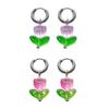 Elegant Floral Drop Earrings Sweet Glaze Tulips Flower Charm Earrings Y2K Style Small Hoop Earrings Fashion Jewelry